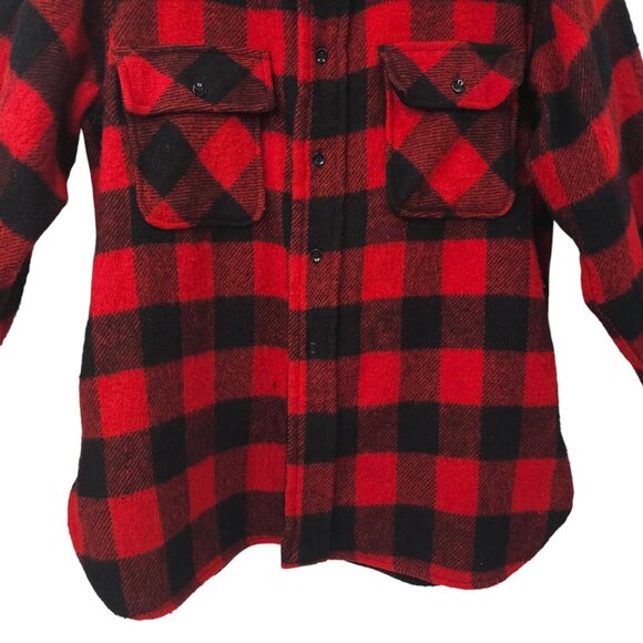 Towncraft Buffalo Plaid Shacket READ Shirt Jacket Mens L Vintage 80s Wool Blend - Picture 13 of 16